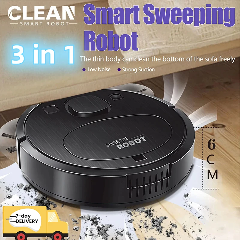 

3 in 1 Intelligent Robot Vacuum Cleaner With Wet And Dry Function 9800pa Suction Obstacle Avoidance And 7-week Battery Life
