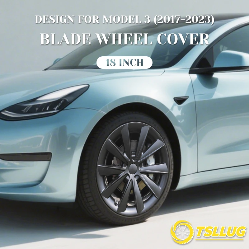 

TSLLUG 4PCS Wheel Hub Caps For Tesla Model 3 2017-2023 18-inch 5th Style Car Wheel Hubcap Accessories Full Edge Wrapping