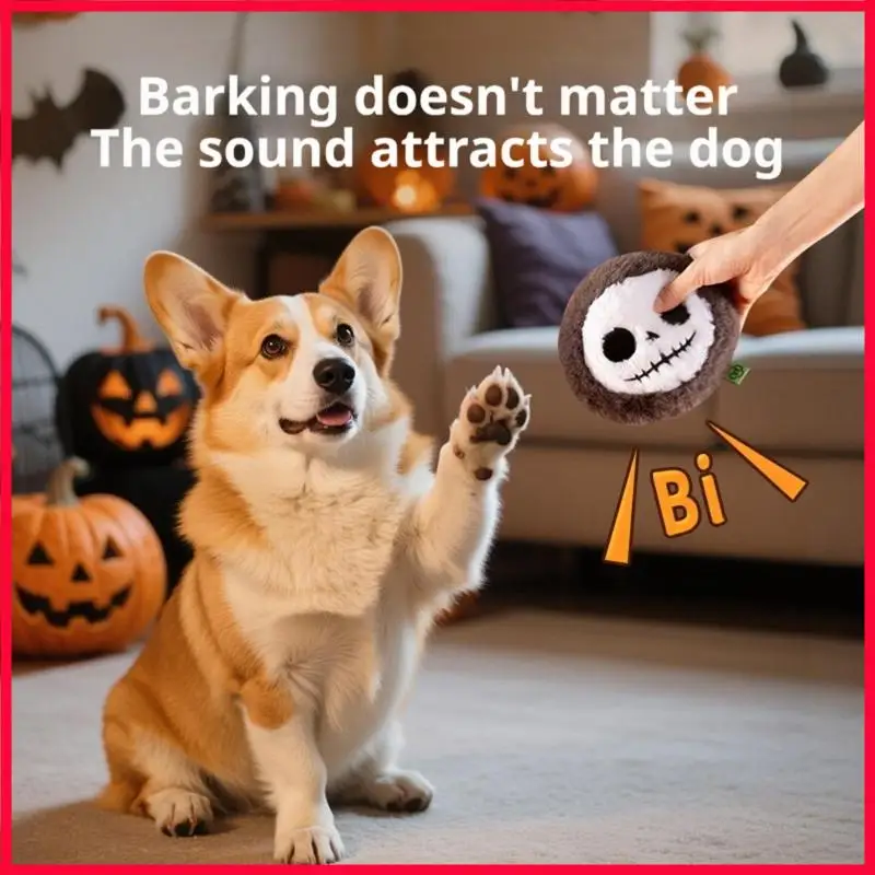XX9B Halloween Dog Toy with Sound Insert and Soft Fabric Shell, Holiday Theme Toy for Gentle Toss, Daily Use, and Light Chew