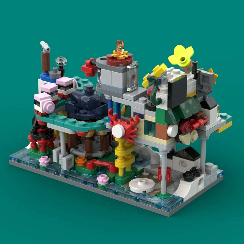 

375 шт. MOC мини-городский сад фонарей модульные DIY образовательные строительные блоки сборка для детей подарок на день рождения