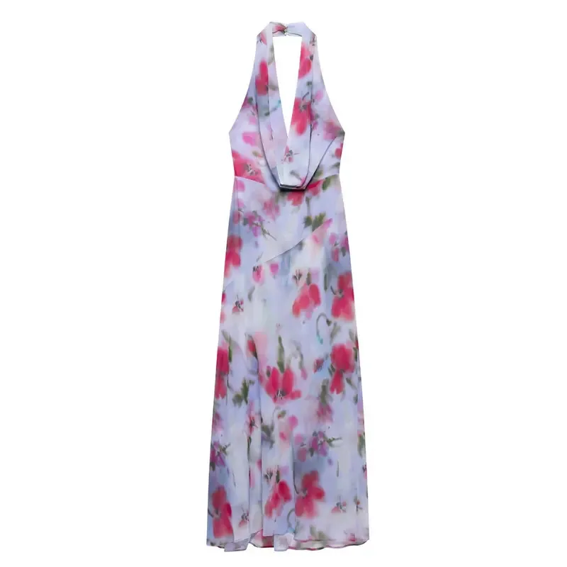 

Women's Floral Print Backless Shift Dress Retro Casual Sexy Detail Suspender Spring Summer Beachwear New Fashion