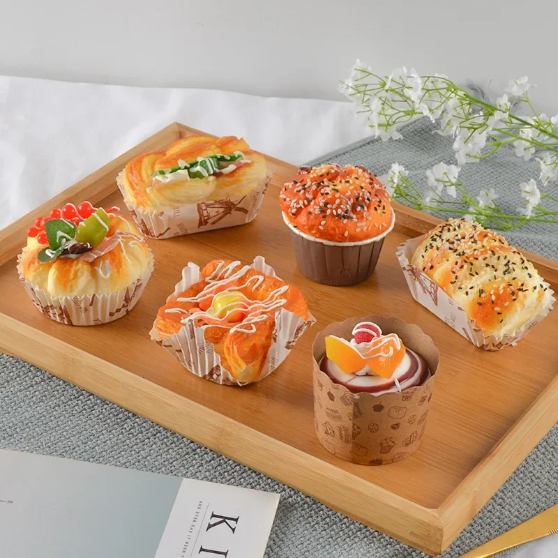 Fake Cake Bread Cupcake Pastry Bakery Artificial Soft Bread Food Model Props Refrigerator Stickers Simulation Dessert Scale