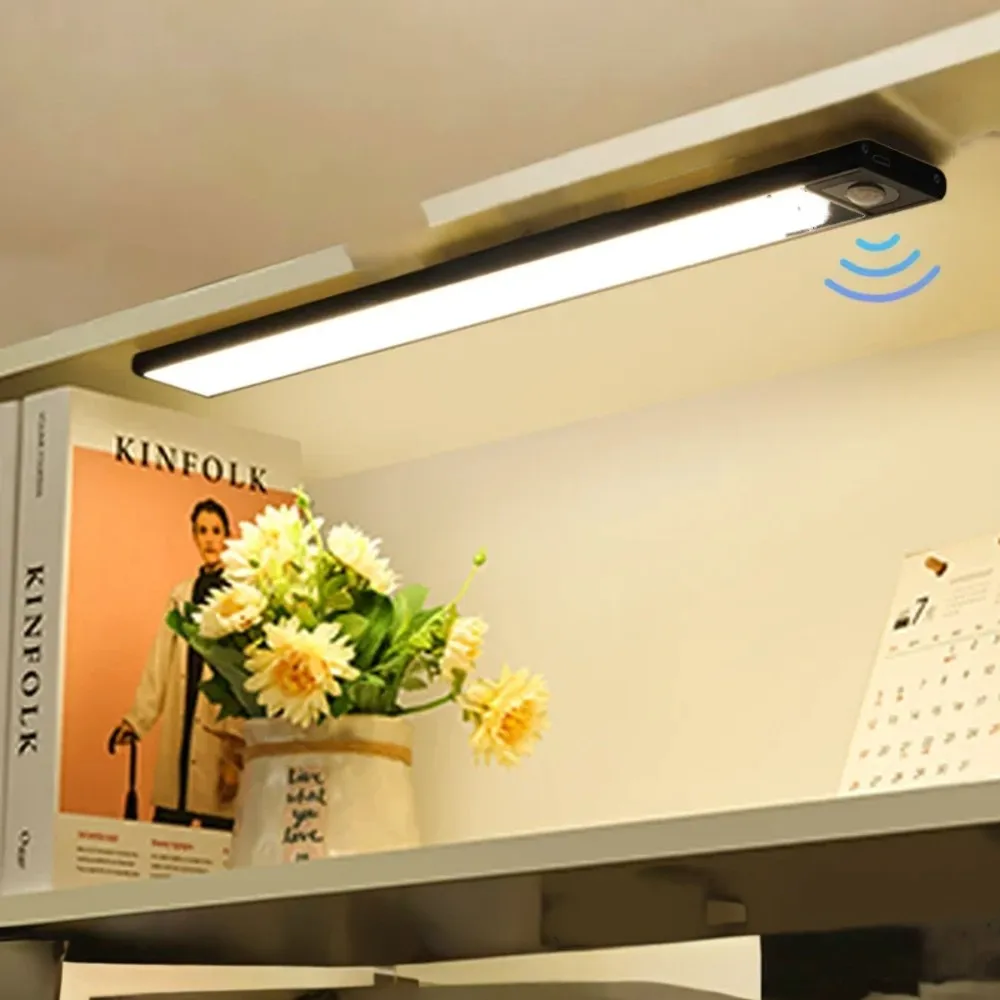 Energy-efficient, slim, and stylishly designed, this rechargeable motion sensor LED cabinet light is a sleek USB night light wit