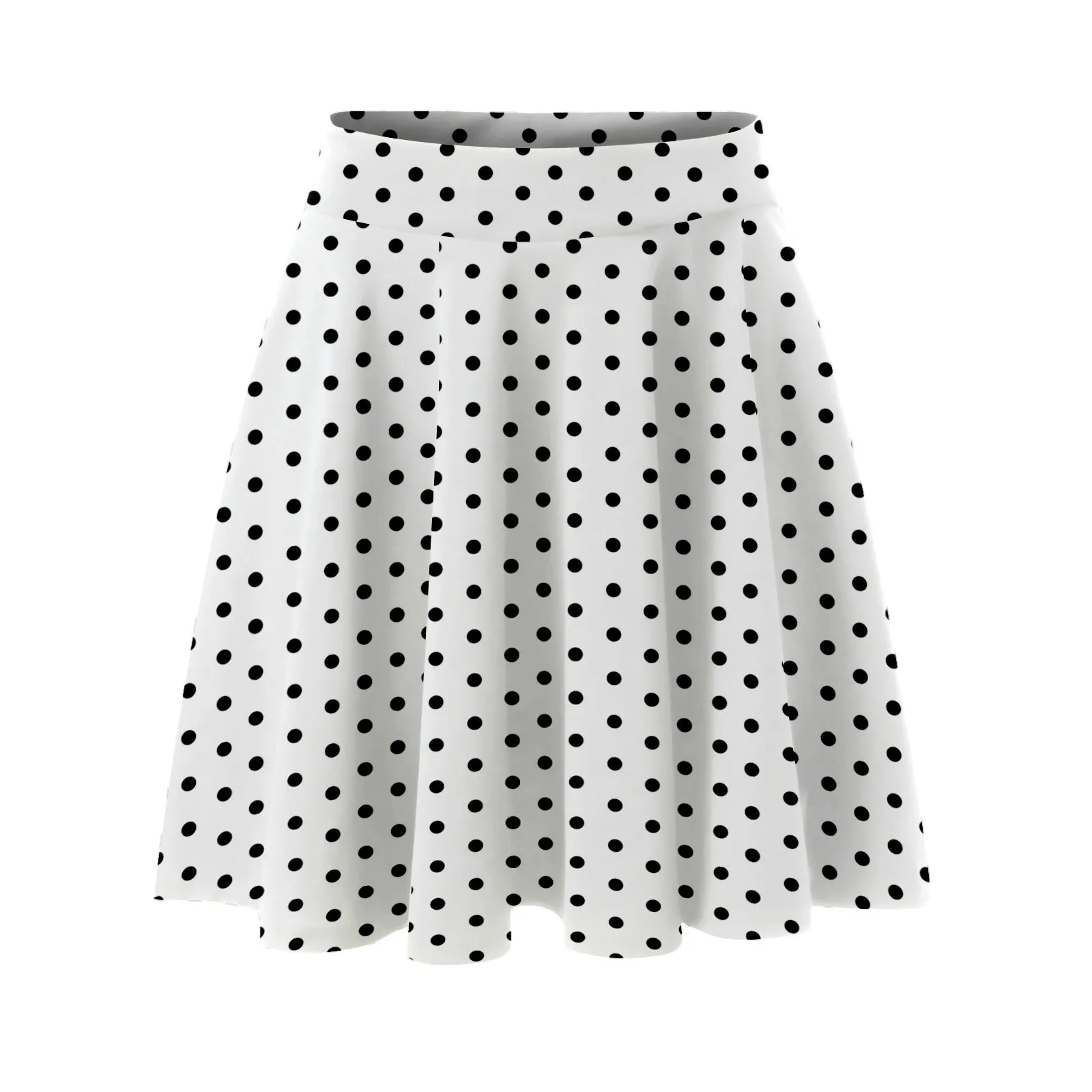 

Elegant Office Wear White Polka Dot Print Mini Skirts Sexy Slim Fit High Waist Swing Pleated Short Skirts Ladies Chic Outwear