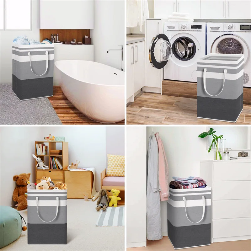 Large PE Coated Waterproof Dirty Clothes Basket Foldable Home Dormitory Dormitory Multifunctional Organization Storage