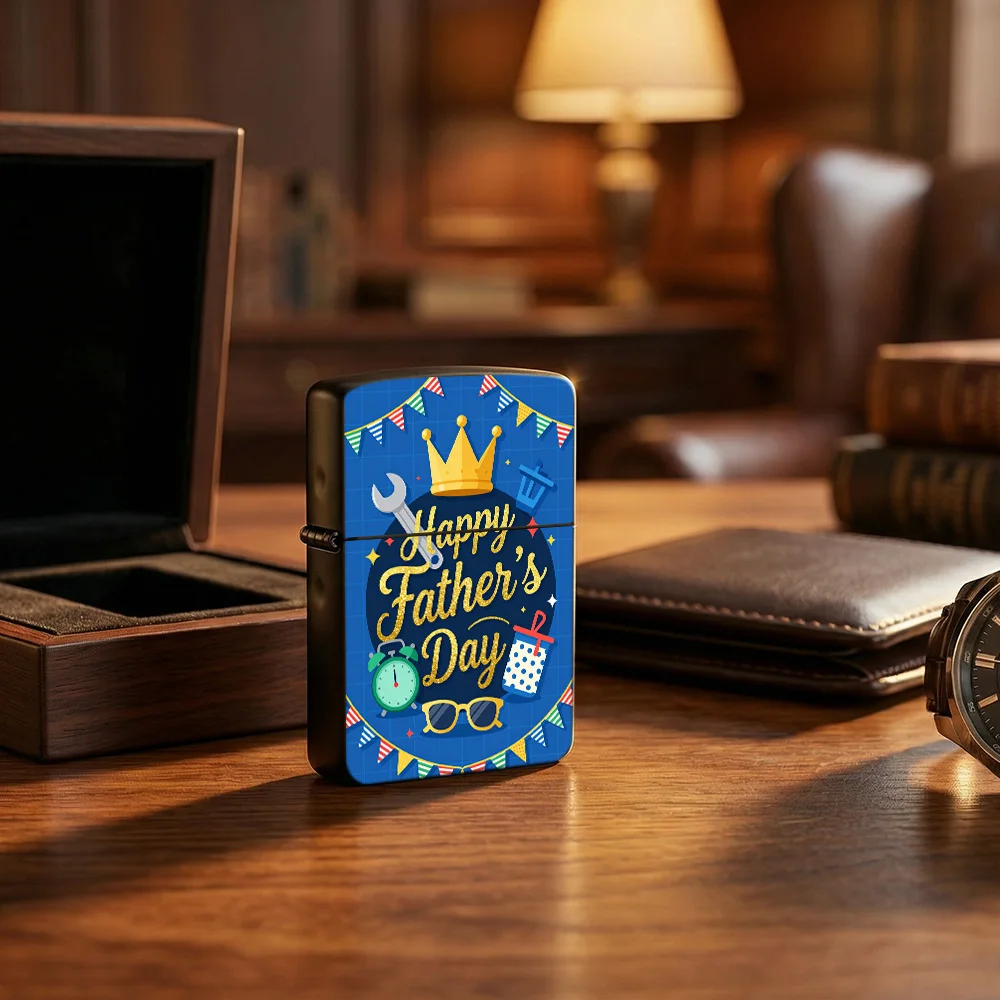 Festive graphic Flip Top Lighter lighters vintage Happy Father's Day Crown Tool Sunglasses Art Pattern lighters for smokers