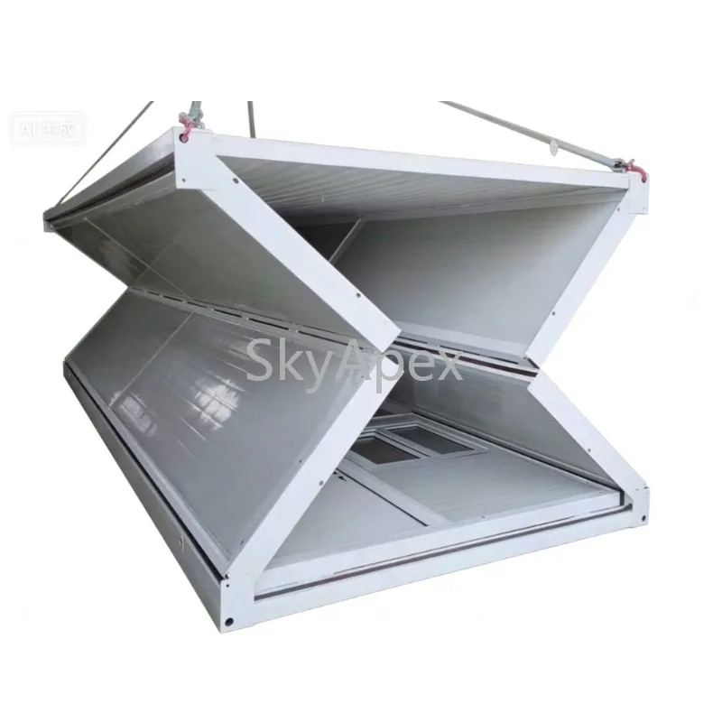 

Customizable Contemporary Steel Wooden Sandwich Panel Modular Outdoor Flat Pack Folding Container House for Office Space Malls