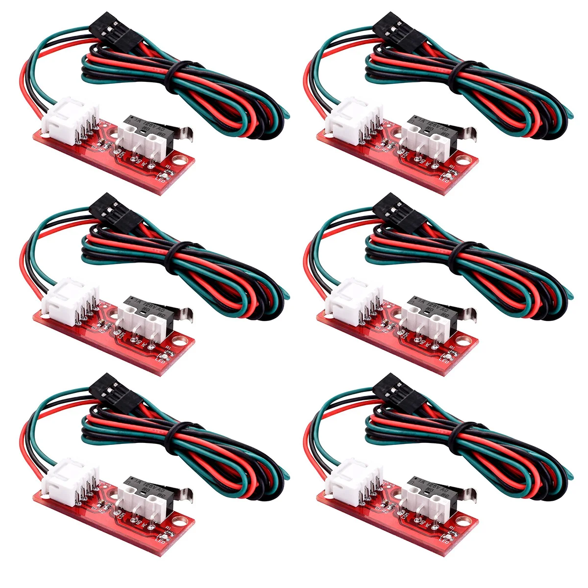 

6Pcs Mechanical Endstop Red Black for Reprap 3D Printer Ramps 1.4 Cnc Machines 22awg Wire Insulated