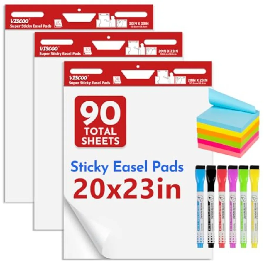 

Thickened Sticky Easel Pad Flip Chart Paper for Teachers Giant Self-Stick Chart Paper for Wall Anchor Chart Paper for Office Cl