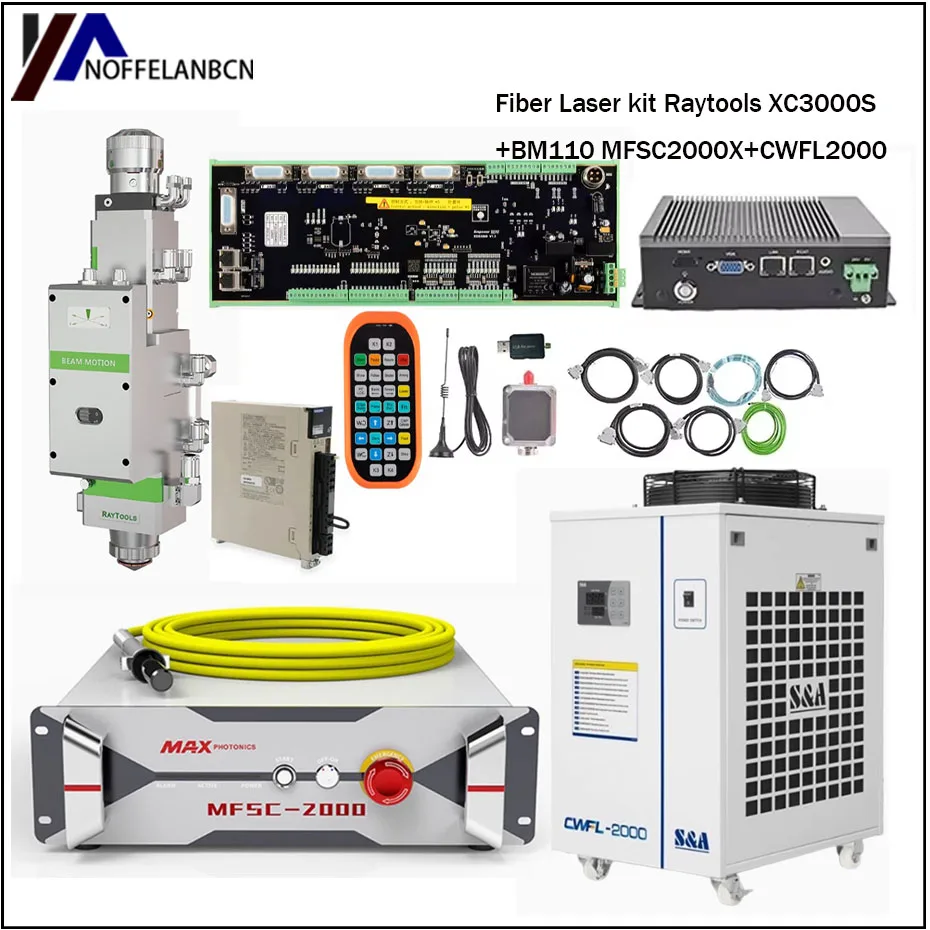 MAX1500W CWFL1500 Raytools XC3000S and Raytools laser head BM110 fiber laser controller system kit