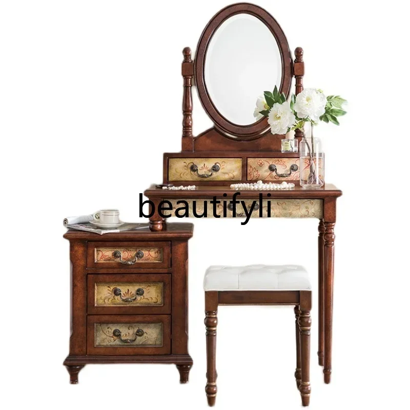 

Solid wood dresser painted retro and old European makeup table