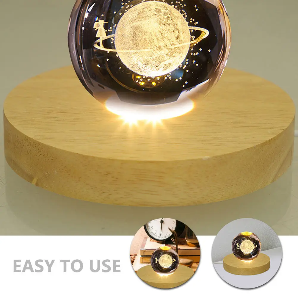 

Комплект из 2-х деревянных подставок для ночников с LED-подсветкой, USB-зарядкой, держателем для хрустального шара, основание для настольной лампы, для декора комнаты, теплый свет