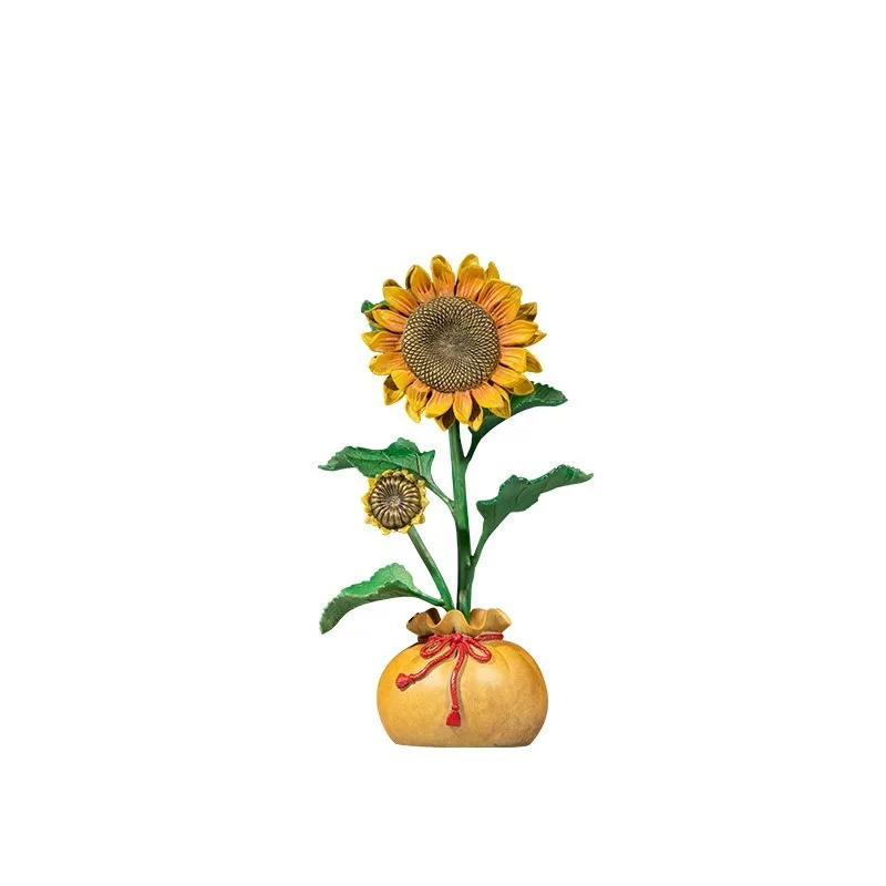 Sunflower flower brass ornament crafts home living room entrance desktop copper decoration