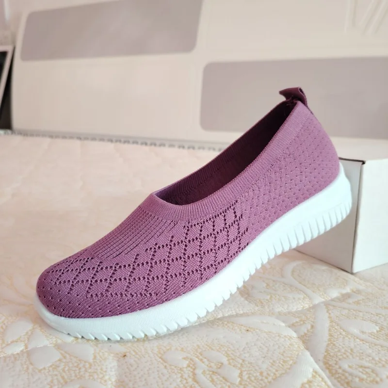 Women Mesh Flat Shoes Autumn New Fashion Soft Sole Large Size 40 Casual Mesh Sports Breathable Vulcanized Women Low Heels