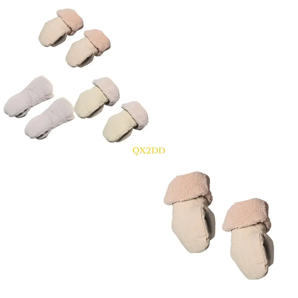 

QX2D Waterproof Soft Lined Pushchair Handlebar Mittens Cold Weather Hand Protectors For Parents Bikes Shopping Carts