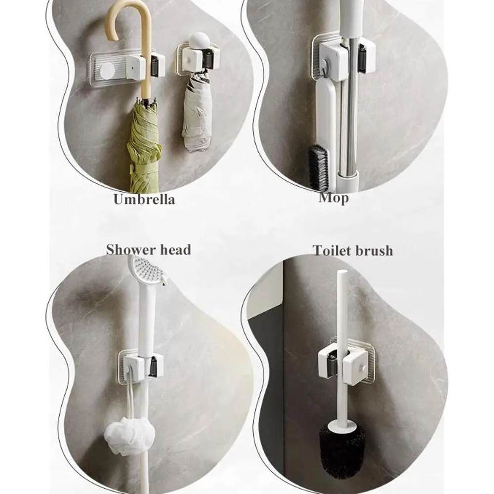 عبوتان من منظم الممسحة على الحائط مع خطافات للمطبخ والمرآب وغرفة الغسيل وتخزين غرفة النوم