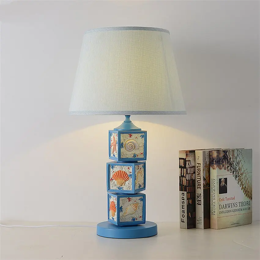 Mediterranean shell marine style table lamps children's room bedroom desk lamp American study living room decorative table light