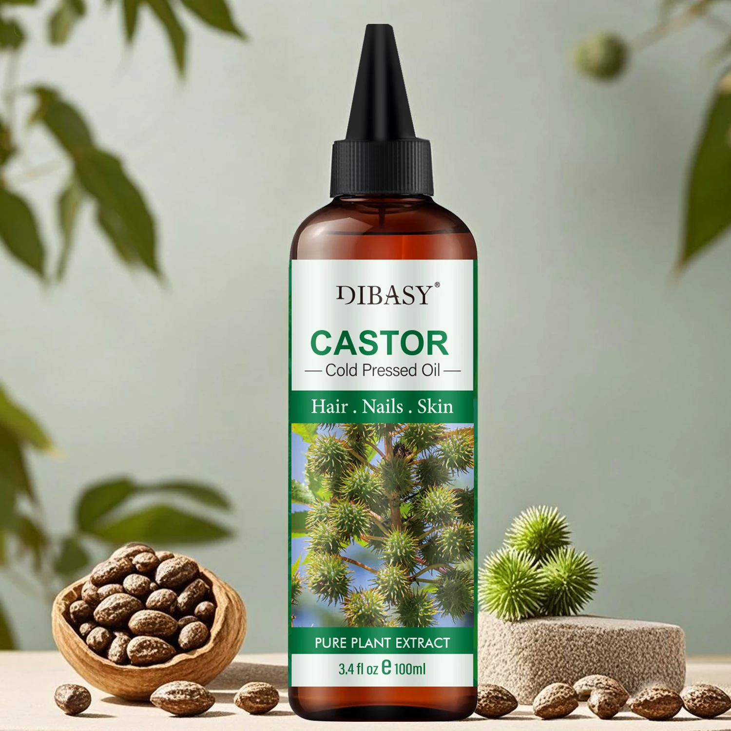 DIBASY Castor Essential Oil 100ml - Pure Plant Extract for Hair, Nails, and Skin Care