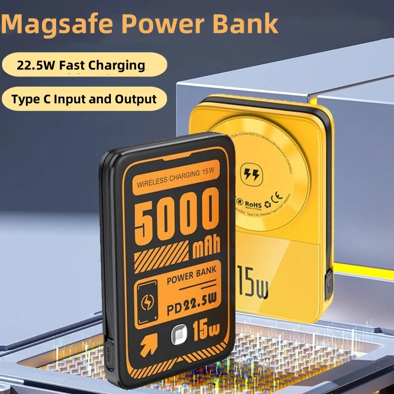 

10000mAh Magnetic Wireless Power Bank PD20W Fast Charging for iPhone 16 15 Samsung Xiaomi Portable Induction Charger Powerbank