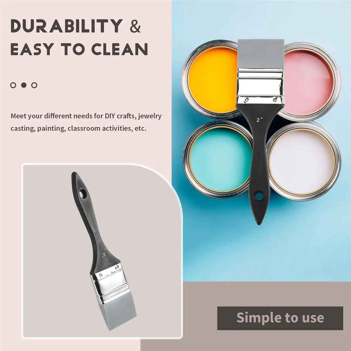 GTS Silicone Color Shaper Brush Wide Firm Flat Silicone Paint Brush Flexible Acrylic and Water Based Painting Tool, 2 Inches