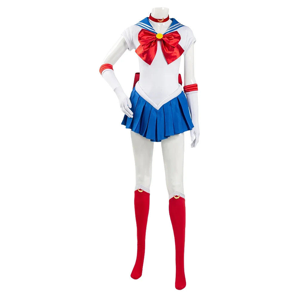 Anime Sailor Moon Costume Cosplay Tsukino Usagi Uniform Dress outfit Cosplay parrucca gialla Halloween Carnivl Party Women Kids