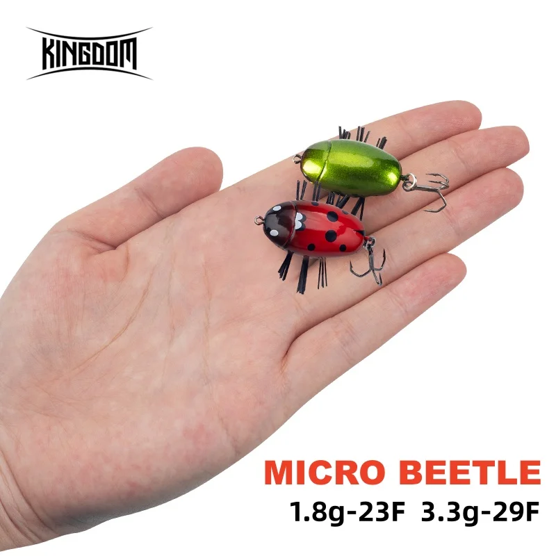 Kingdom Microbeetle-señuelo de pesca de insectos artificiales, 1,8g, 3,3g, Wobblers duros flotantes, cebo para insectos para Lucio, pesca de lubina