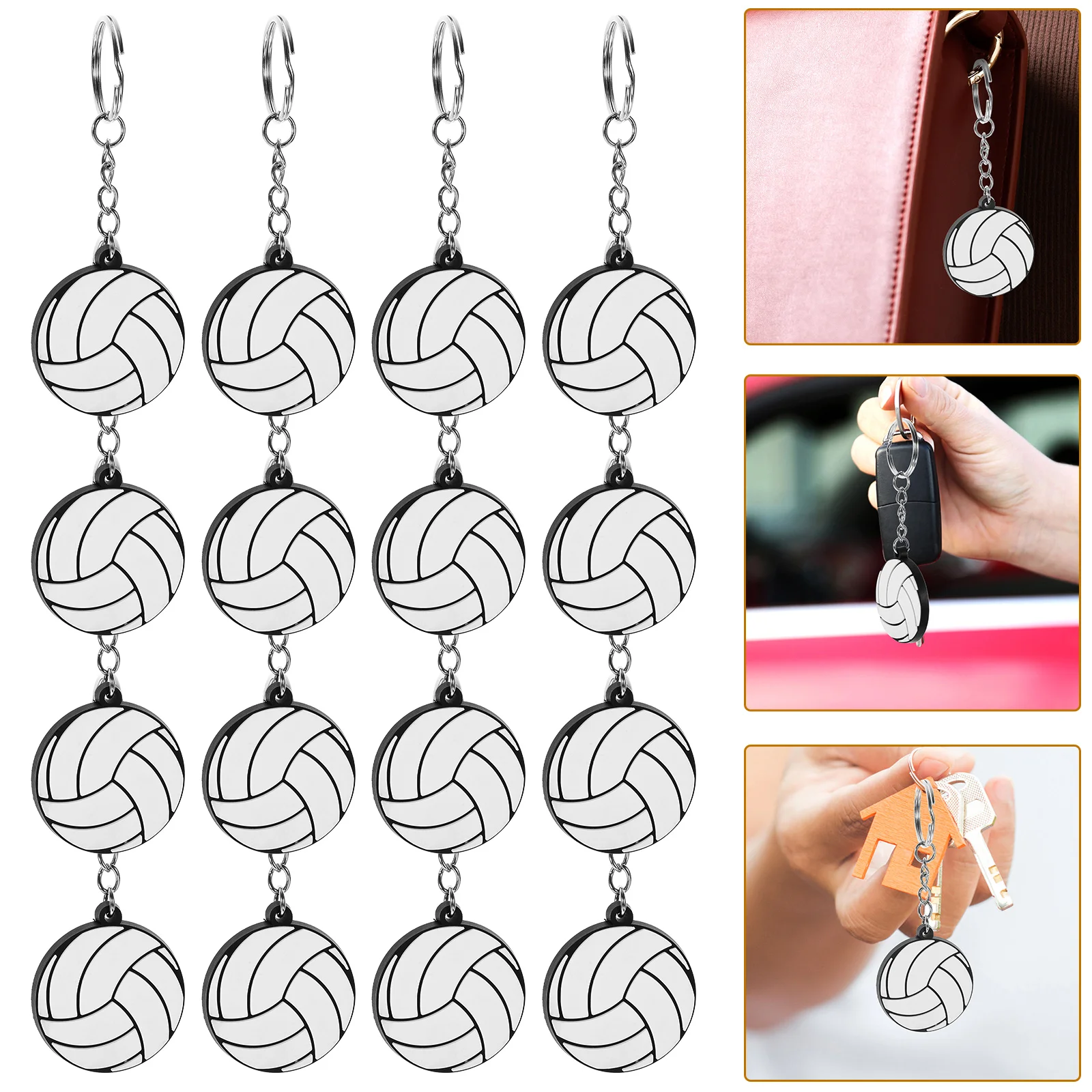 

20 Pcs Key Chain PVC Keychain Child Car Stickers Bag Metal Mini Volleyball Party Favors