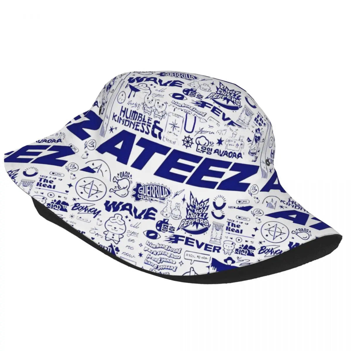 Vintage Ateezed Music Bucket Hat for Girl Beach Kpop Idol Sun Hat Unique Foldable for Camping Fishing Cap Dropshipping