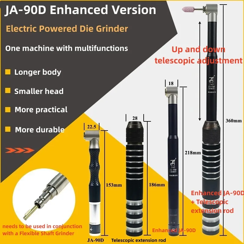 90 Degree Ultrasonic Electric Powered Elbow Micro Die Grinder Rotary Polishing Machine Jade Carving Engraving Kit JA-90D