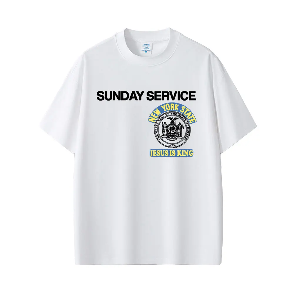 Rapper Kanye West Sunday Service Jesus Is King Same Style T-shirt Men Women Hip Hop Oversized T Shirt Men's 100% Cotton T-shirts
