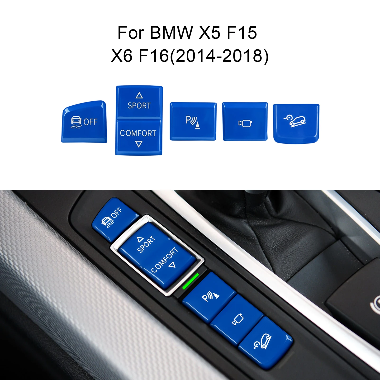 Car Console ESP Antislip Switch Sport Buttons for BMW X5 F15 X6 F16 2014 2015 2016 2017 2018 Radar Cover