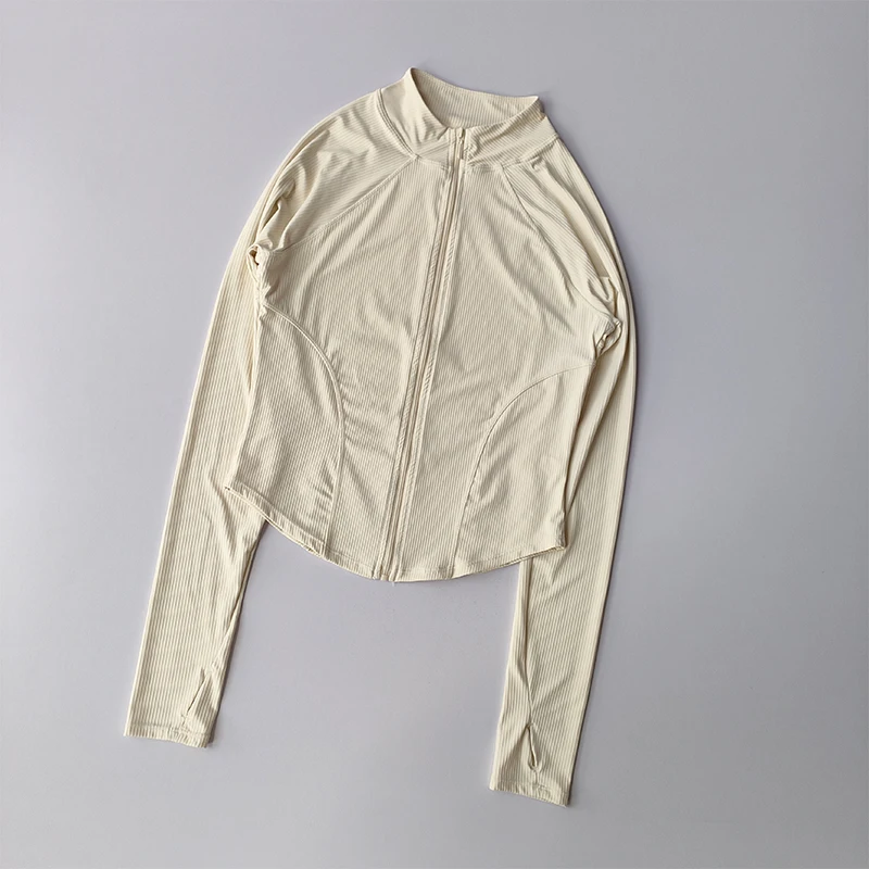 Schmal geschnittene Sportjacke, schnell trocknend, elastisch, für Yoga, Fitness, Damen-Outdoor-Oberteile, Laufjacke mit Reißverschluss, schnelltrocknende Herbstkleidung – Detail 3