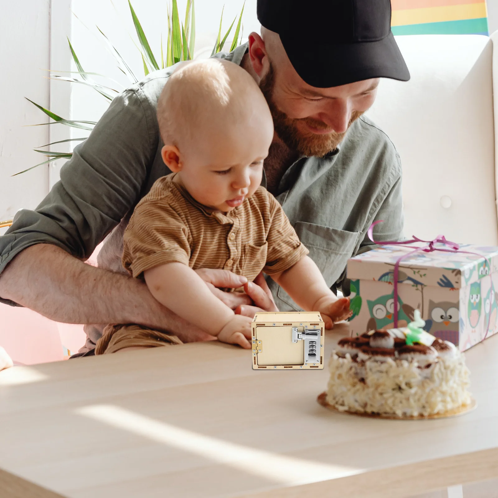 1 Set Wooden Password Box Kids Educational Puzzle Assembly Plaything Diy Material Treasure Box Puzzle Game Lockbox Making Tool