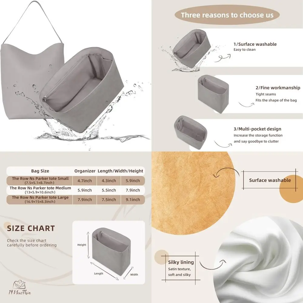 

Тонкая вставка-бумажник для больших сумок-тоут, водостойкая бумажная внешняя часть с гладким атласным интерьером.