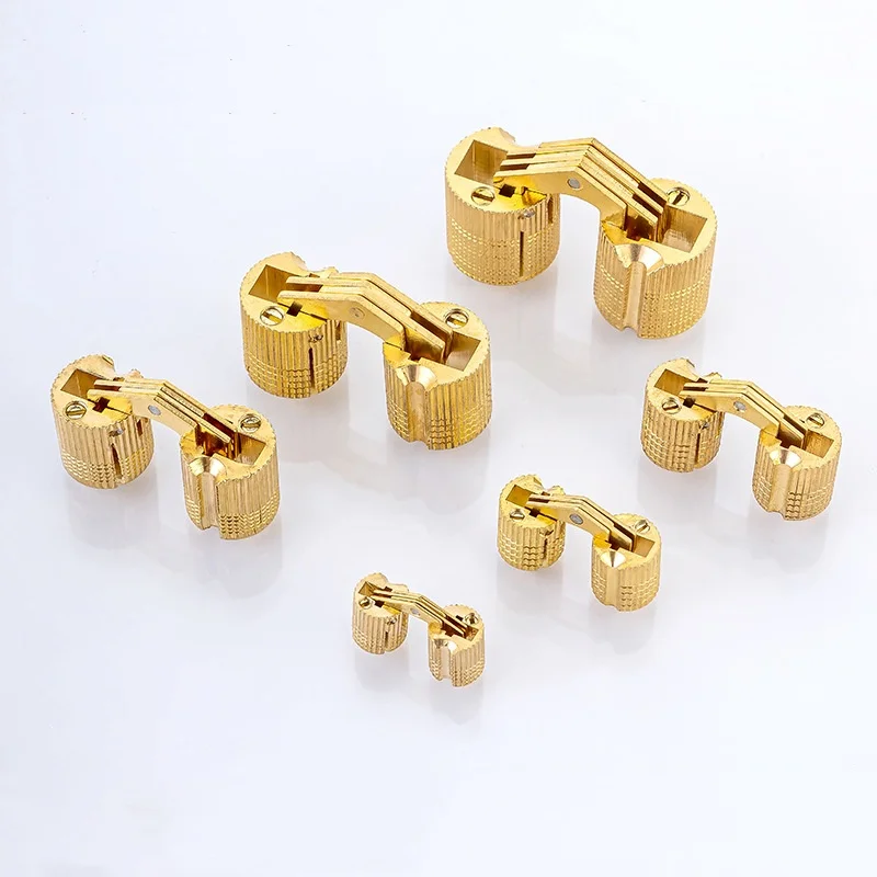 2pcs 8-16mm Brass Door Hinges Cylindrical Hidden 180-degree Cross-hinged Invisible Furniture Barrel Hinge For Hardware Gift Box