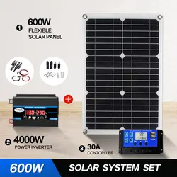 12V to 110V/220V Solar Panel System 12V Solar Panel Battery Charge Controller 4000W Solar Inverter Kit Complete Power Generation