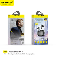 AWEI T88 ANC Wireless Earphones Bluetooth 5.3 TWS Noise Cancelling Headphones with 4 Mics ENC In-Ear Handfree Earbuds