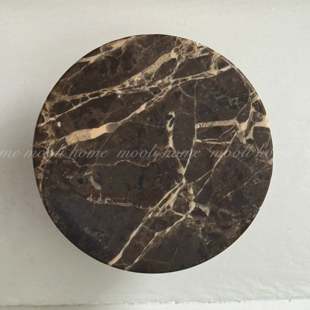 Luxury Coffee Net Stone Knob Natural Marble Handles Custom Wardrobe Door Knobs Furniture Drawer Pulls