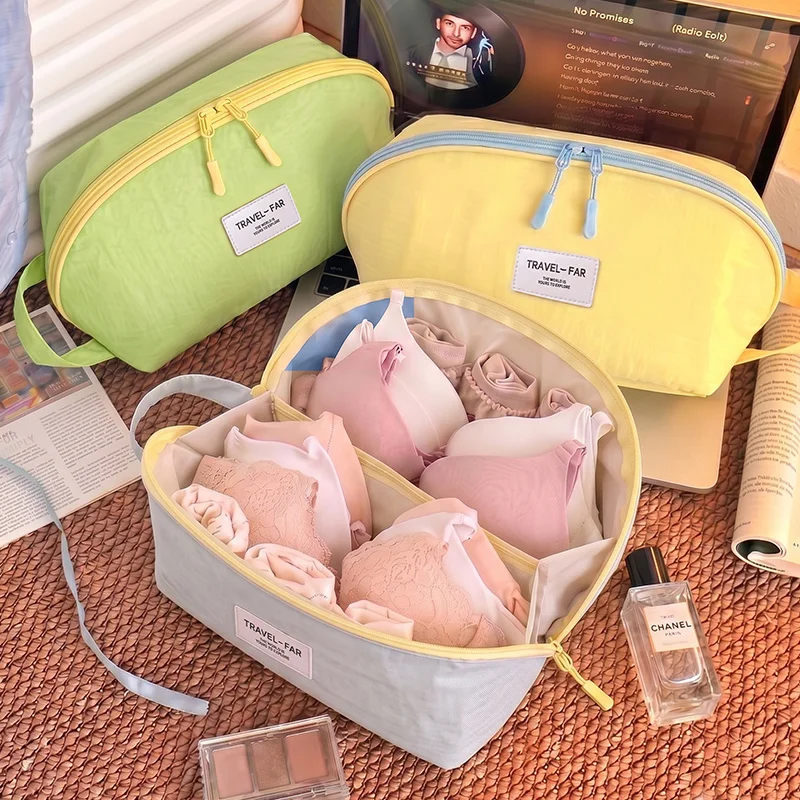 3‑in‑1 Double‑cup Bra Storage Bag Shell Handbag Multi‑layer Travel Underwear Organizer Dust‑proof Pouch for Bra Underpants Socks