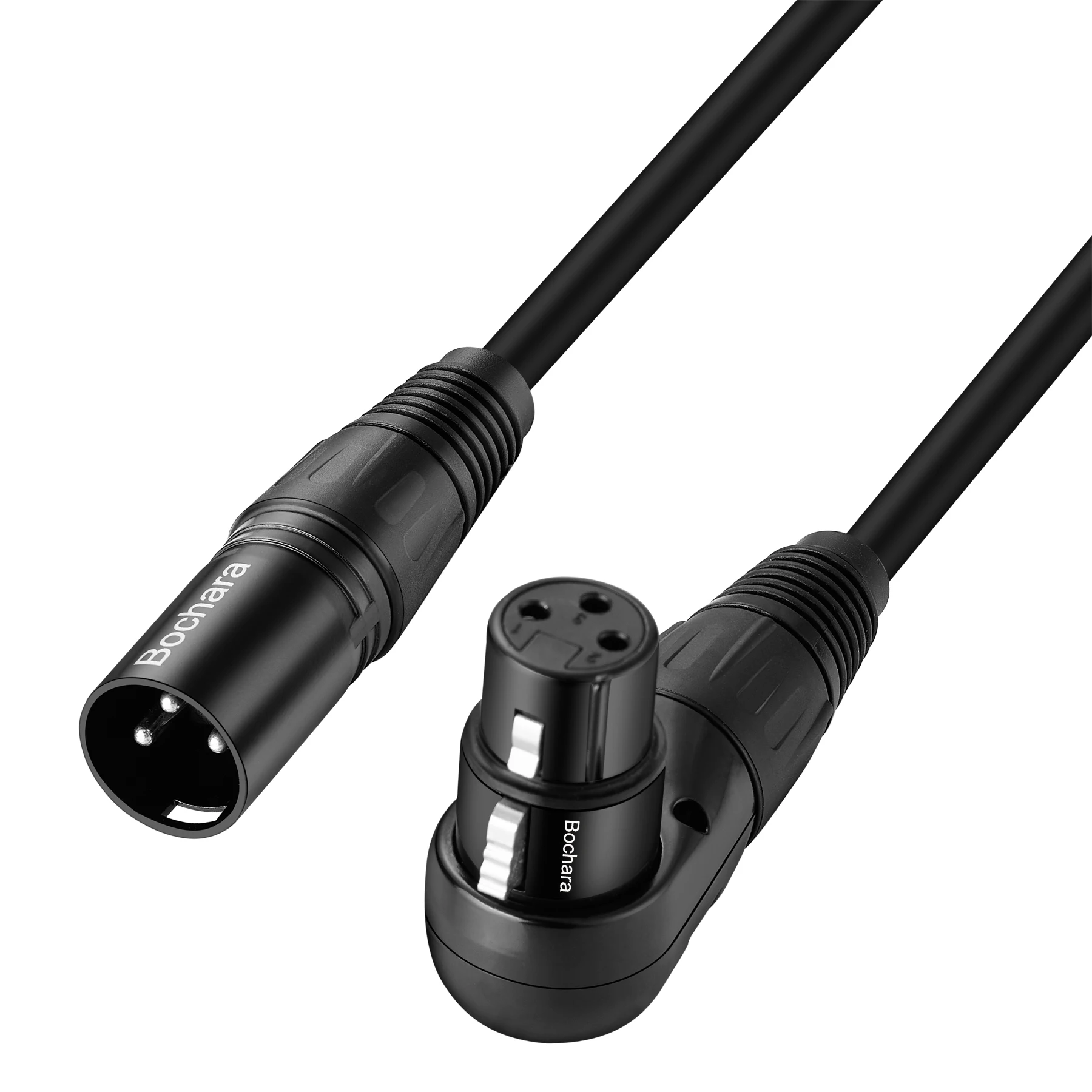 Bochara 30cm XLR Male to 90degree XLR Female Converter Cable 3pin jack Audio Cable Shielded For Microphone Mixer