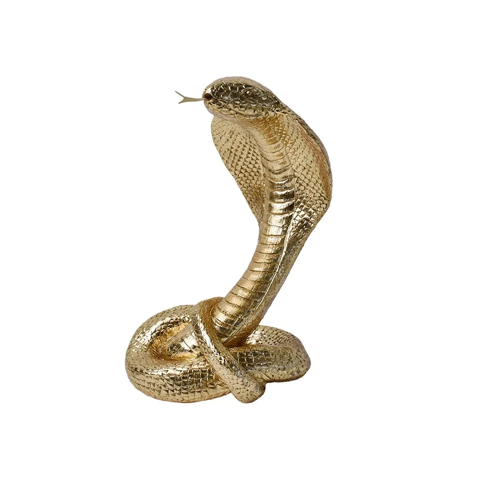 Cartoon Lucky Snake Statue Funny Handmade Cobra Figurine Resin Crafts Simulation Animal Sculpture For Home Room Bedroom