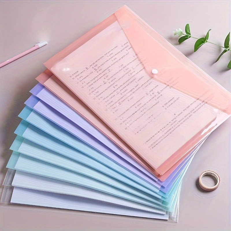 10 stuks A4 transparante plastic bestandsmappen, waterdichte PP documentopbergzakken - voor studententestpapieren en kantoororganisatie - afbeelding 1