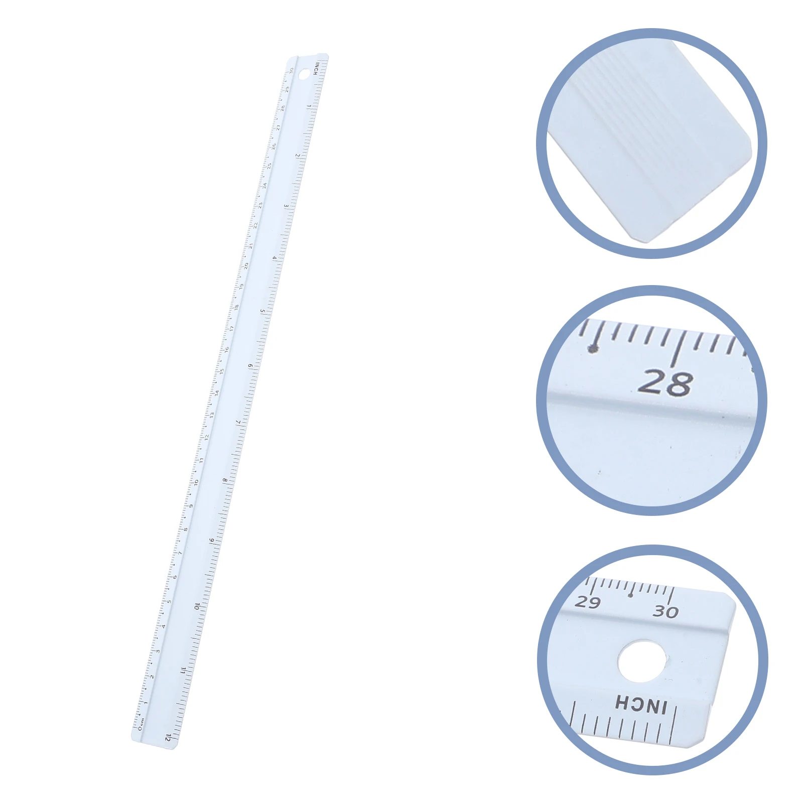 Regla de aleación de aluminio para ingenieros, herramientas de medición de matemáticas rectas, dibujo de Metal, accesorio azul cielo para niños