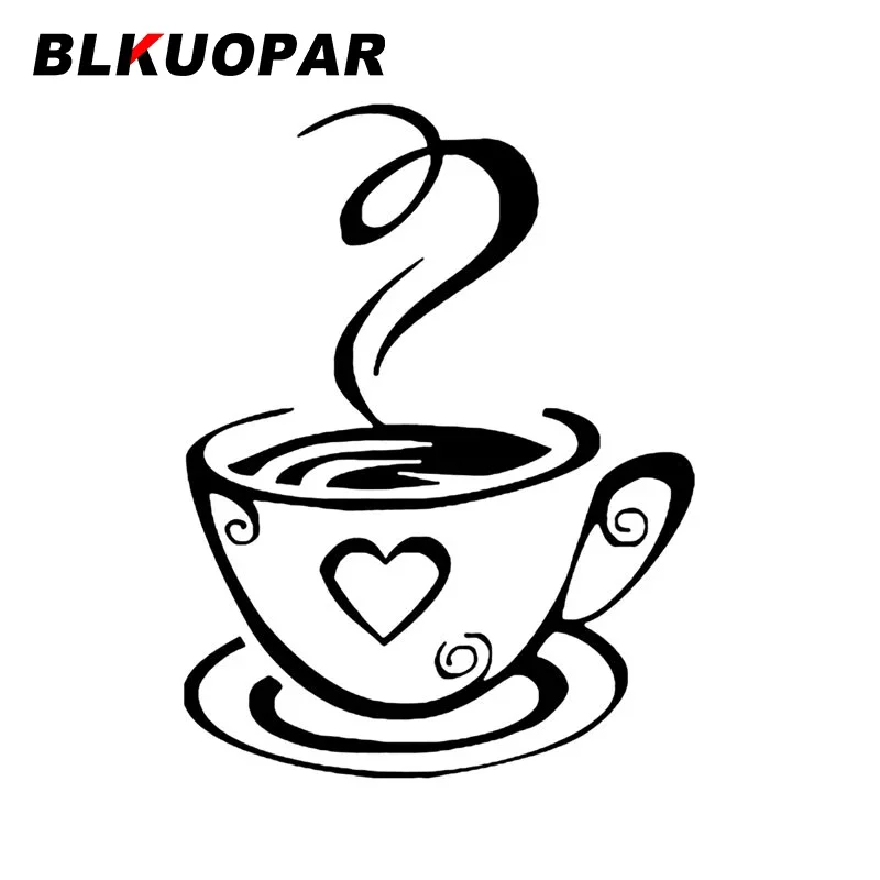 BLKUOPAR TWO Coffee Fashion Car Stickers Personality Rearview Mirror Windshield Computer Sunscreen Decal Campervan Car Goods
