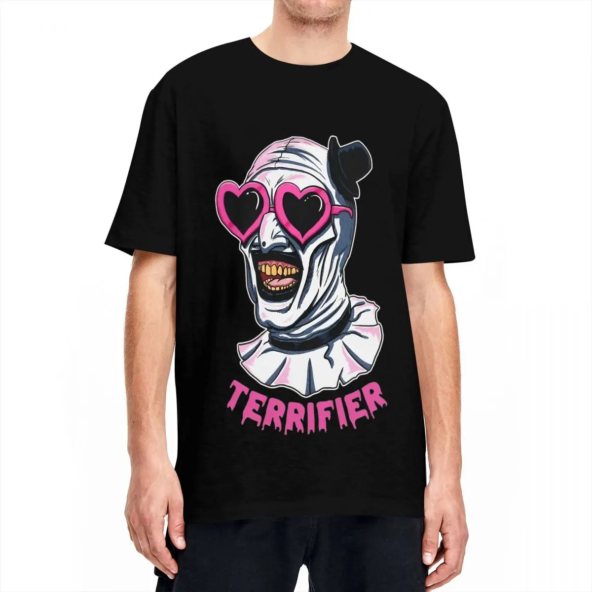 Terrifier Art The Clown Heart Glasses T-Shirt Fashion 100% Cotton Tee Shirt Round Collar Short Sleeve T Shirt Gift Idea Clothes