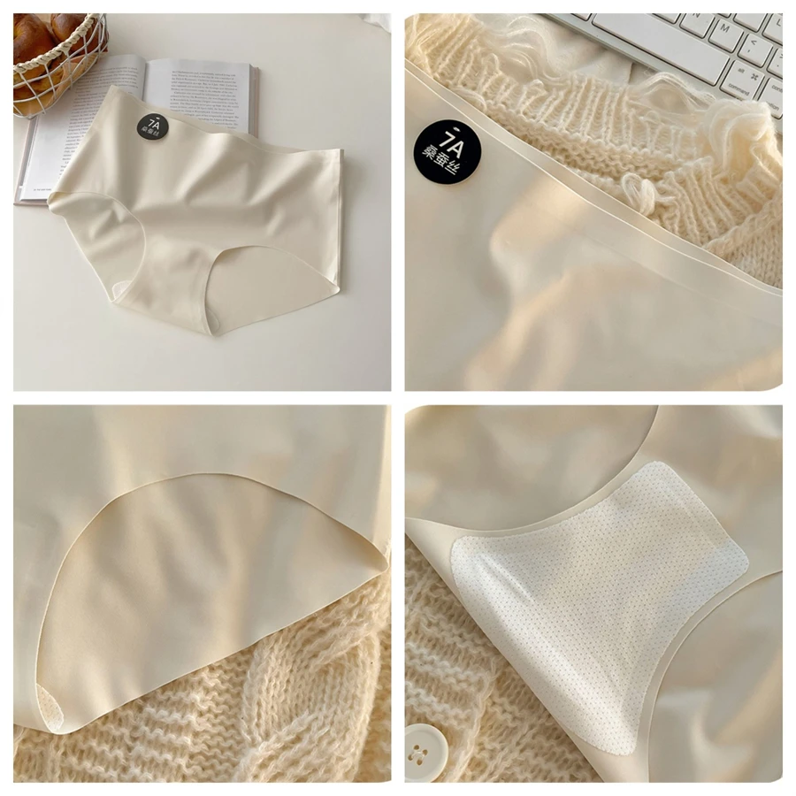 5 ks bezešvé hedvábné spodní prádlo z morušového hedvábí, ultra tenké dámské kalhotky, sexy vysoce elastické neviditelné kalhotky, měkké kalhotky - náhled 6