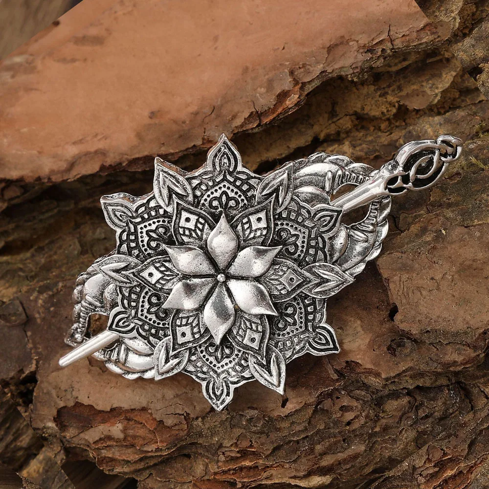 1 قطعة دبوس الشعر زهرة شعبية الاسكندنافية الرجعية Normcore سلتيك عقدة عصا إكسسوارات الشعر القوطية فايكنغ النمط النرويجي الطرف