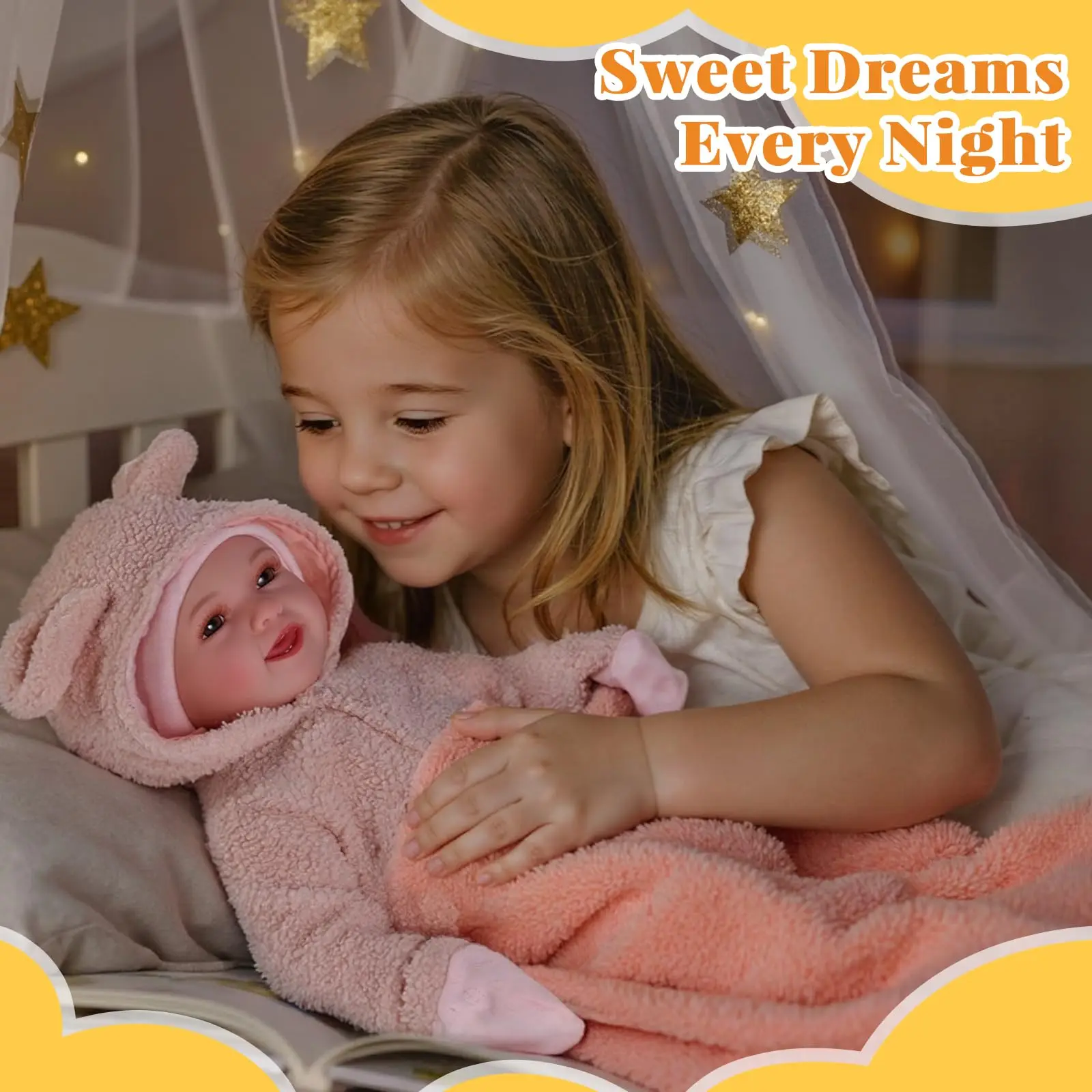 ソフトベビードール 15インチ 授乳セット付き リアルな抱き心地のソフトボディベビードール 子供向けごっこ遊び用