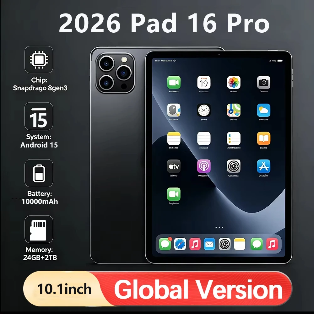

2026 Original Global Version New Pad 16 Pro Tablet With keyboard 10.1inch HD 4K Android 15 16GB+1T 10000mAh 5G Dual SIM WiFi GPS