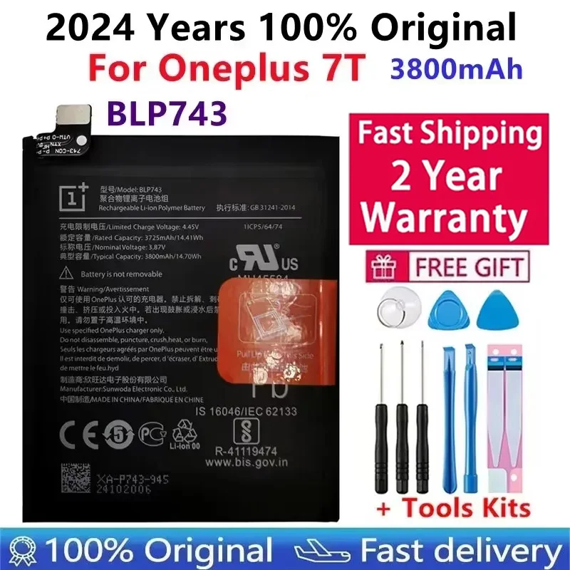 

2024 Year BLP743 3800mAh Original Battery For Oneplus 7T One Plus 7T Phone Battery High Capacity Batteries Bateria Fast Shipping